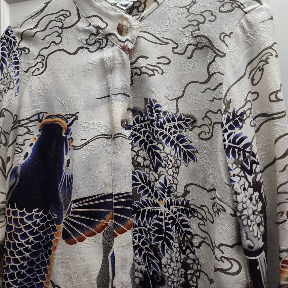 Cintron Santa Monice Silk Tunic Blouse - Koi - L - $100 obo NEW Vintage